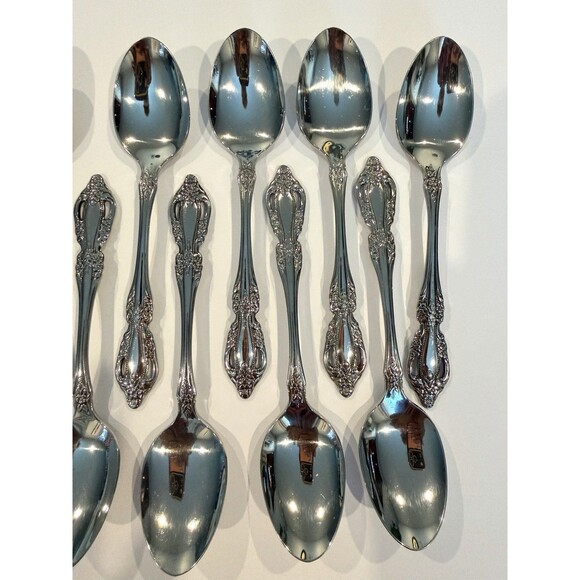 Oneida Raphael Teaspoons Distinction Deluxe HH Stainless Flatware Set of 10 Vtg - Picture 3 of 10